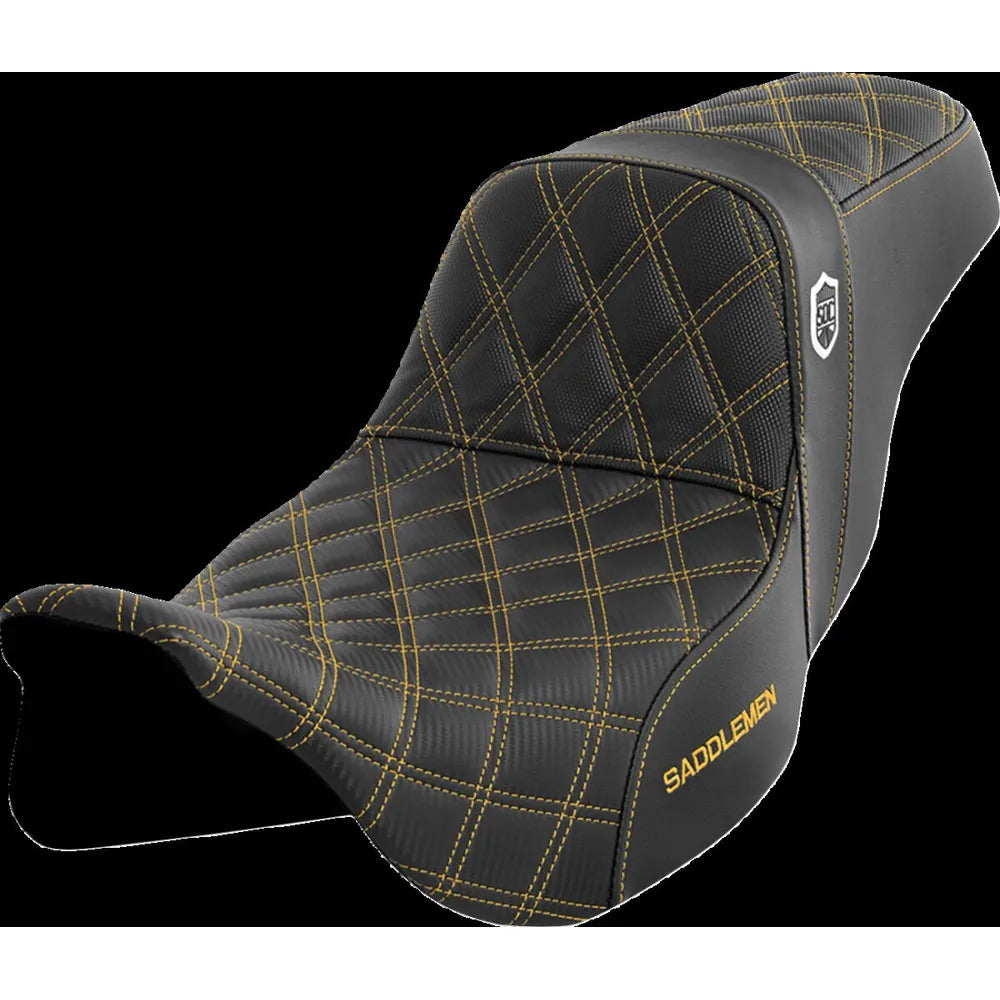 Harley-Davidson Touring (08-24) Pro Series SDC Performance 2-up sæde Black Gripper Lumbar/ Carbon Fiber guld syning – Saddlemen