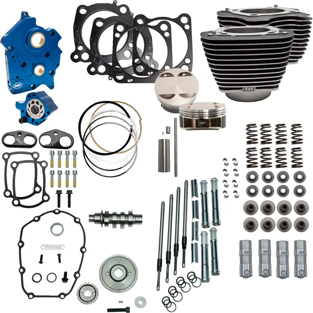 Harley-Davidson Touring / Trike (17-25) 128" Power Package, gear drive, sort / highlighted fins – S&S Cycle