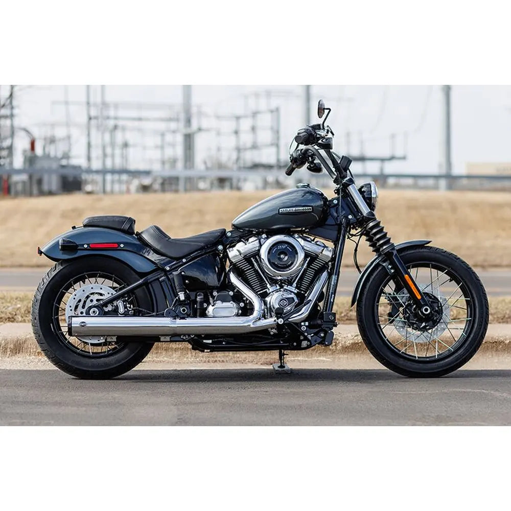 Harley-Davidson Touring / Softail (25) Grand National Slip-On Muffler, krom, Straight-Cut end cap – S&S Cycle – alternativ vinkel 3