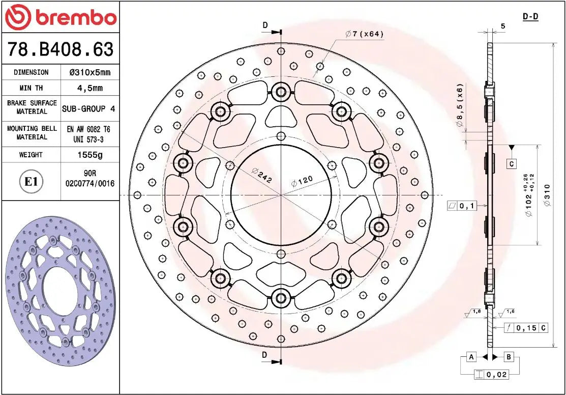 Ekstra produktbillede af Suzuki GSX-R750 08-18 bremseskive – Brembo Oro flydende
