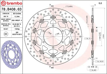 Ekstra produktbillede af Suzuki GSX-R750 08-18 bremseskive – Brembo Oro flydende