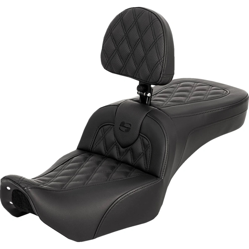 Harley-Davidson Sportster (22-26) Roadsofa 2-up sæde Lattice Stitch med førerryglæn – Saddlemen