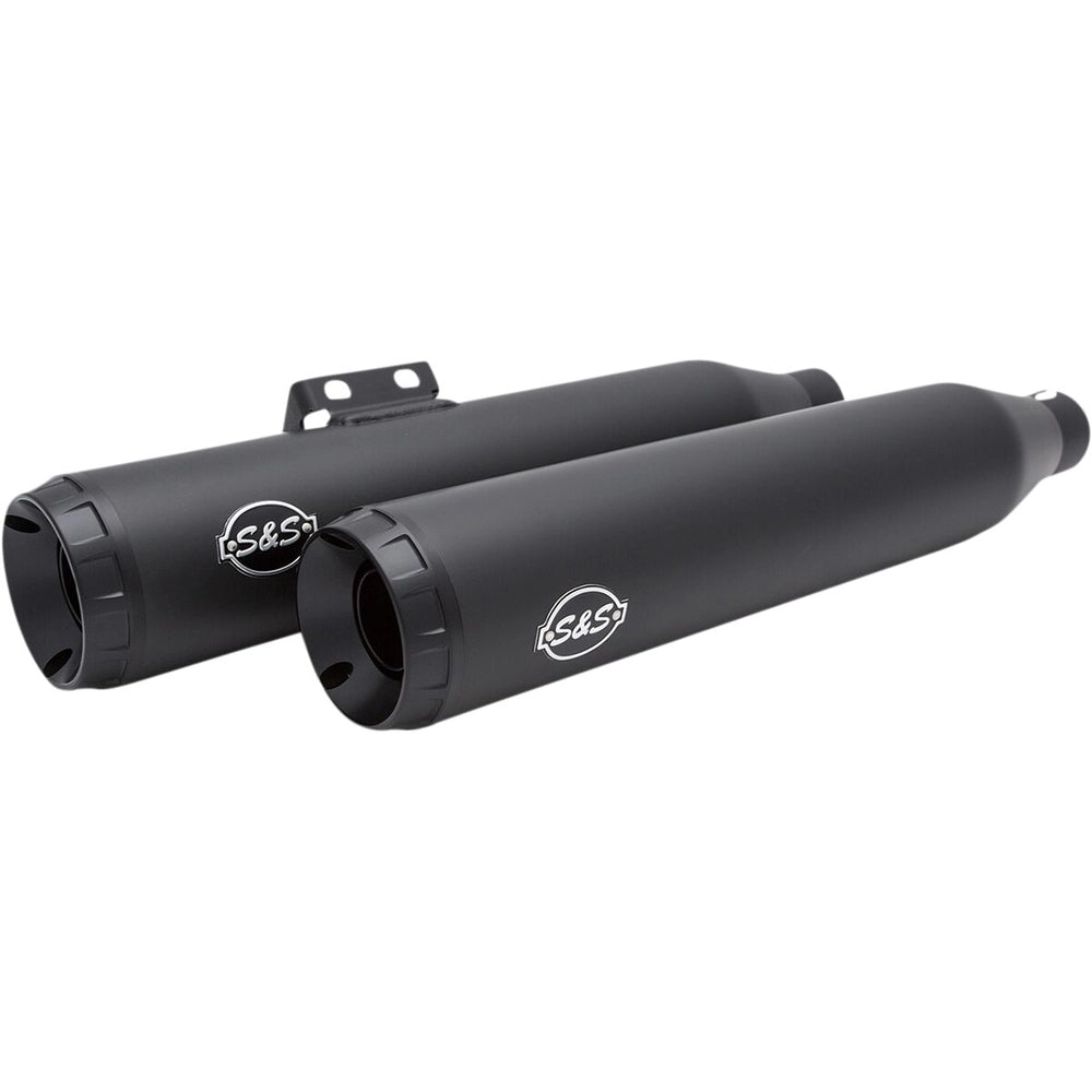 Harley-Davidson Softail (18-23) Grand National Slip-On Mufflers, Ceramic / Guardian Black, Straight-Cut end cap, sort end cap – S&S Cycle