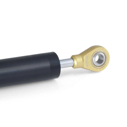 CSC styrdæmper 75 mm, R-version, sort – justerbar Hyperpro styrdæmper til mere ro og kontrol – detalje af dæmperhus og ledøje