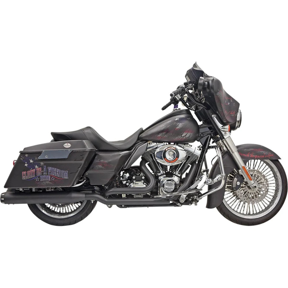 Harley-Davidson Touring (09-16) True Dual Down Under komplet udstødning, sort, rund – Bassani