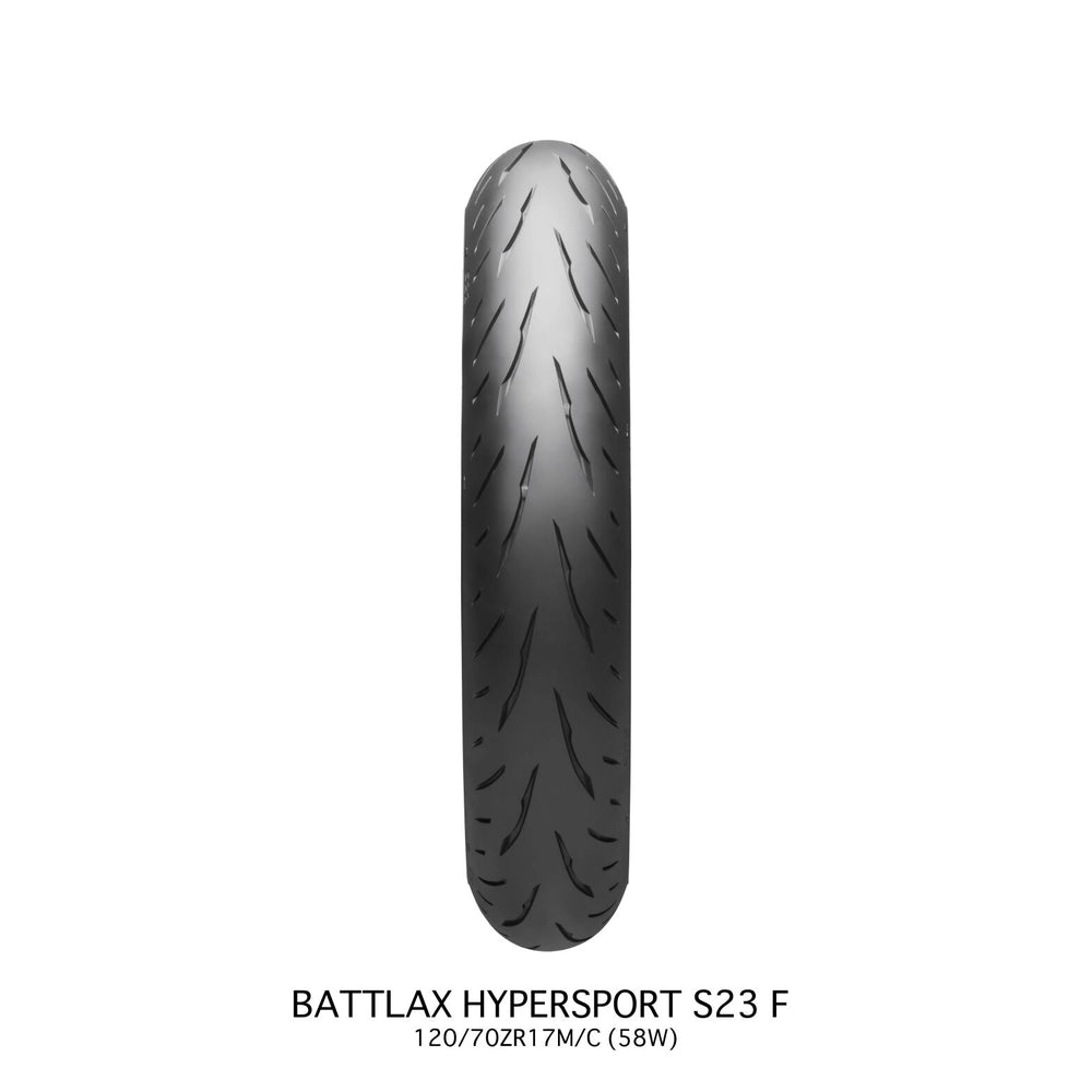 Bridgestone Battlax Hypersport S23 120/70ZR17 (58W) TL – fordæk – originalt Bridgestone fordæk med maksimalt sportsgreb og præcis feedback ved aktiv kørsel. Køb hos Mo2parts. Produktbillede 2.