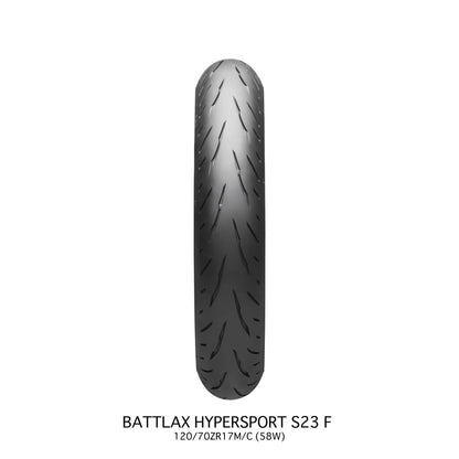 Bridgestone Battlax Hypersport S23 120/70ZR17 (58W) TL – fordæk – originalt Bridgestone fordæk med maksimalt sportsgreb og præcis feedback ved aktiv kørsel. Køb hos Mo2parts. Produktbillede 2.