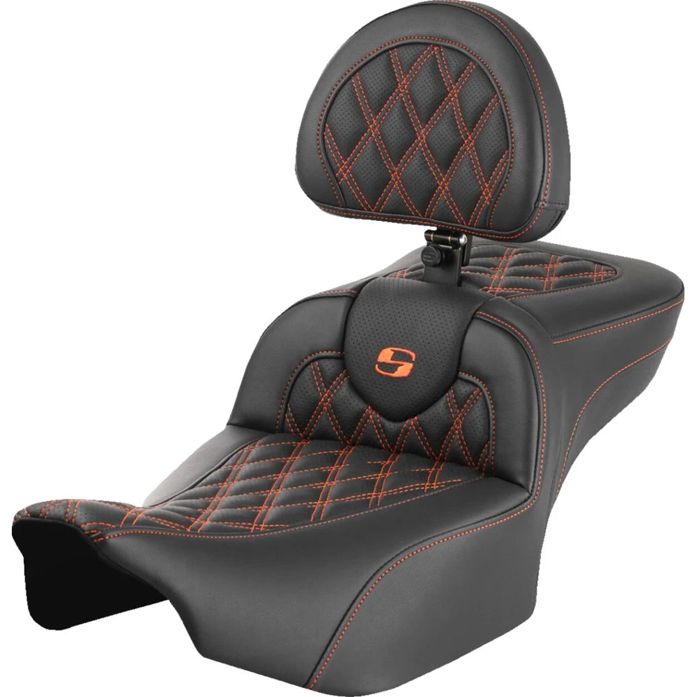 Harley-Davidson Touring (23-26) Roadsofa 2-up sæde Lattice Stitch/ Perforated orange syning Extended Reach (823-07-184B3) – Saddlemen