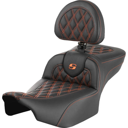 Harley-Davidson Touring (23-26) Roadsofa 2-up sæde Lattice Stitch/ Perforated orange syning Extended Reach (823-07-184B3) – Saddlemen