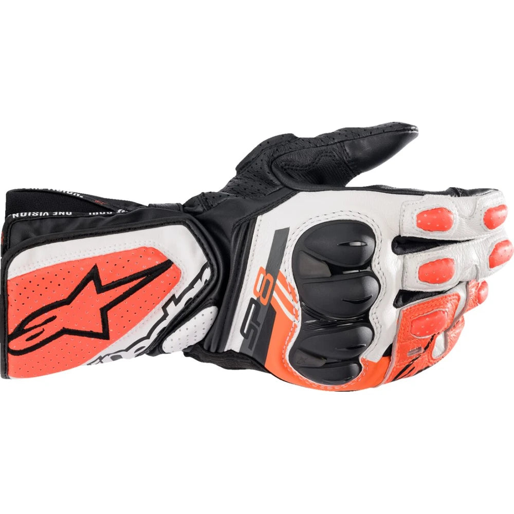 MC handsker SP-8 V3, herre – Sort/Fluorescerende rød/Hvid, str. L fra Alpinestars – primært produktbillede