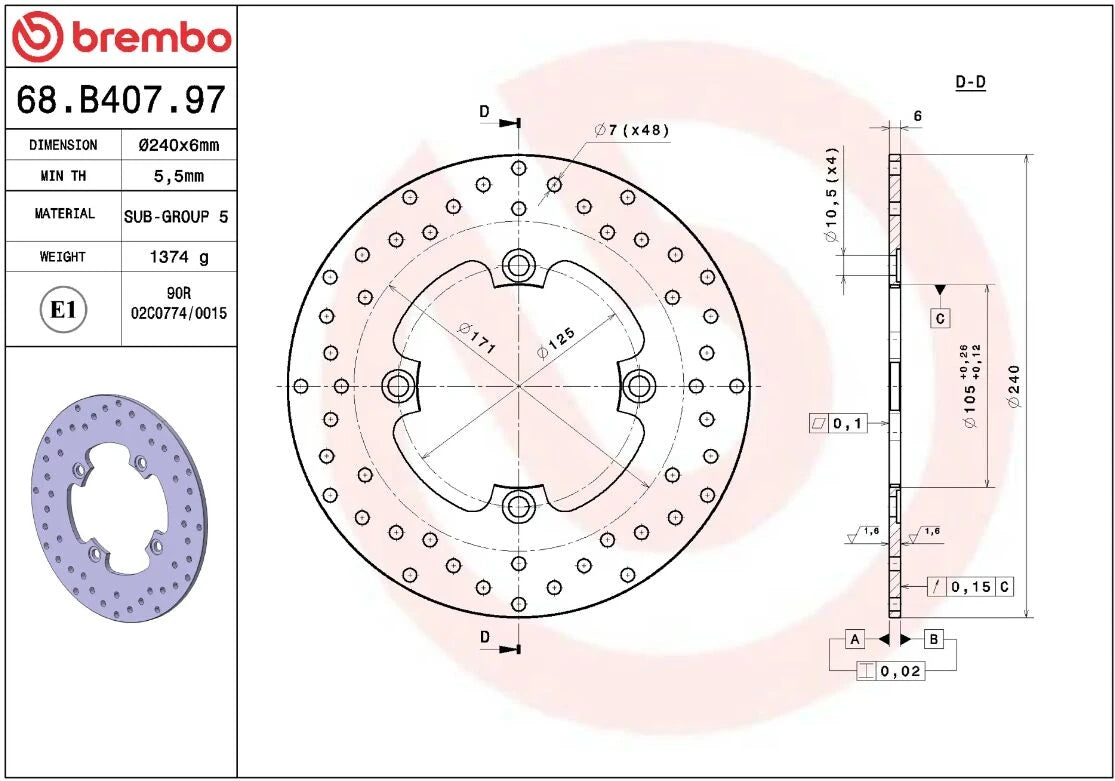 Ekstra produktbillede af Honda NSS 300 Forza 14-20 bremseskive – Brembo Oro fast