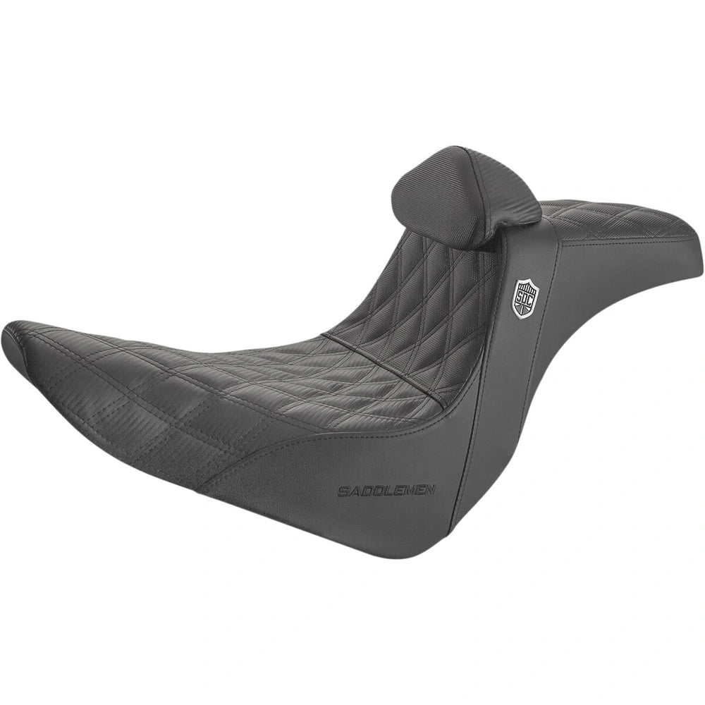 Harley-Davidson Softail (18-26) Pro Series SDC Performance 2-up sæde Black Gripper Lumbar/ Carbon Fiber Lattice Stitched med førerryglæn, 29 cm (11-1/2") – Saddlemen