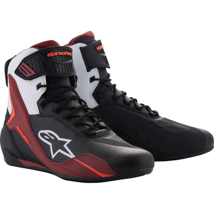 MC sko Faster-4, herre – Sort/Dark Red/Hvid, str. US 11.5 fra Alpinestars – primært produktbillede