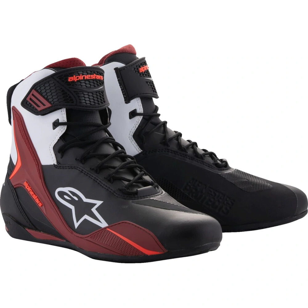 MC sko Faster-4, herre – Sort/Dark Red/Hvid, str. US 11 fra Alpinestars – primært produktbillede