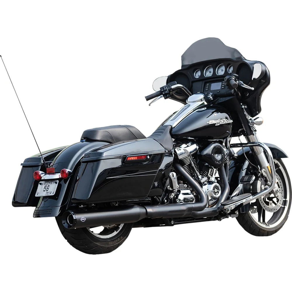 Harley-Davidson Touring (17-25) Swindler Exhaust Conversion Kit 2-into-1, Guardian Black, Race| Slant-Down end cap, sort end cap (550-1165) – S&S Cycle – ekstra produktvisning 2