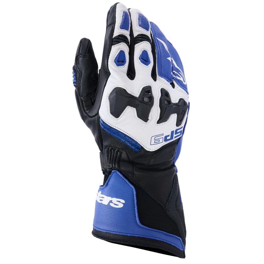 MC handsker SP-9, herre – Sort/Blå/Marineblå/Hvid, str. M fra Alpinestars – primært produktbillede