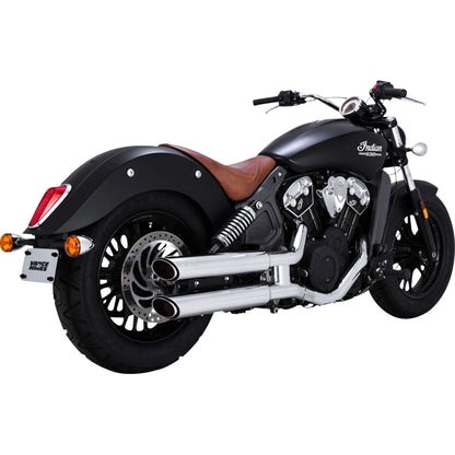 Indian Bobber Sixty (15-24) Twin Slash 3" slip-on, krom – Vance & Hines – detaljebillede af udstødning og finish 2