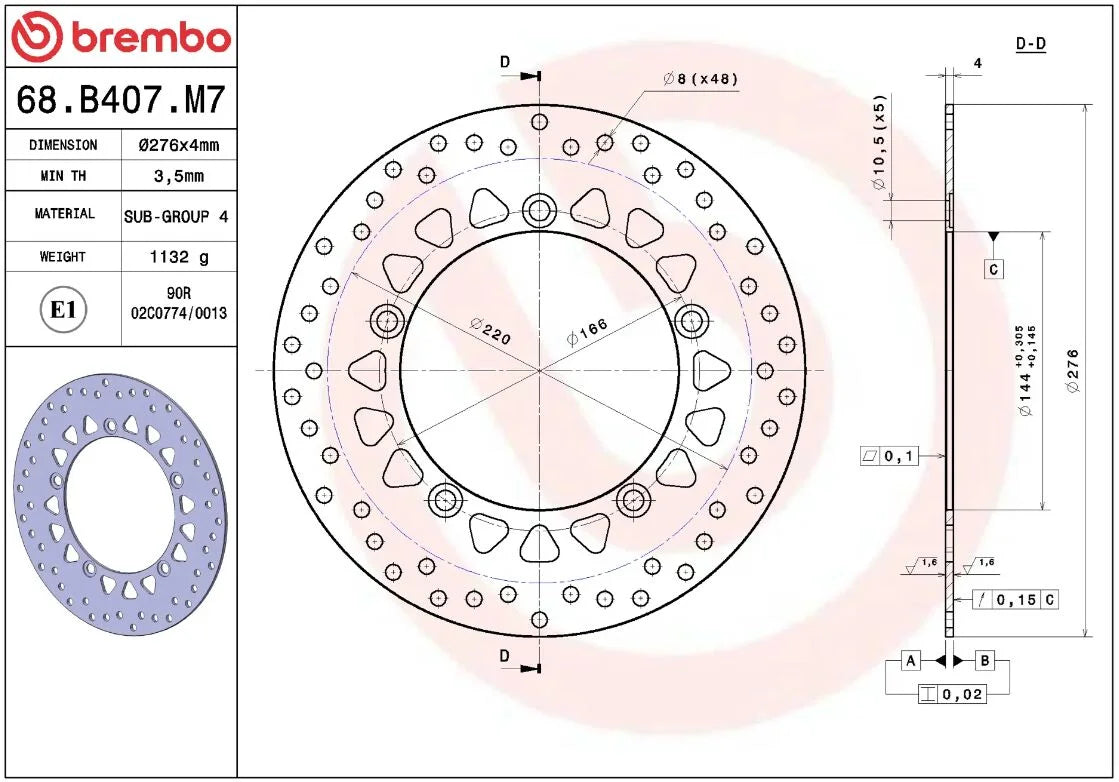 Ekstra produktbillede af Honda CBR125R 11-16 bremseskive – Brembo Oro fast