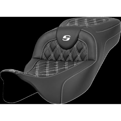 Harley-Davidson Touring (08-24) Roadsofa 2-up sæde Lattice Stitch/ Perforated hvid syning Extended Reach – Saddlemen