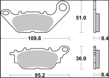 Ekstra produktbillede af Yamaha YBR 125 08-16 bremseklodser – Brembo CC 07YA28CC