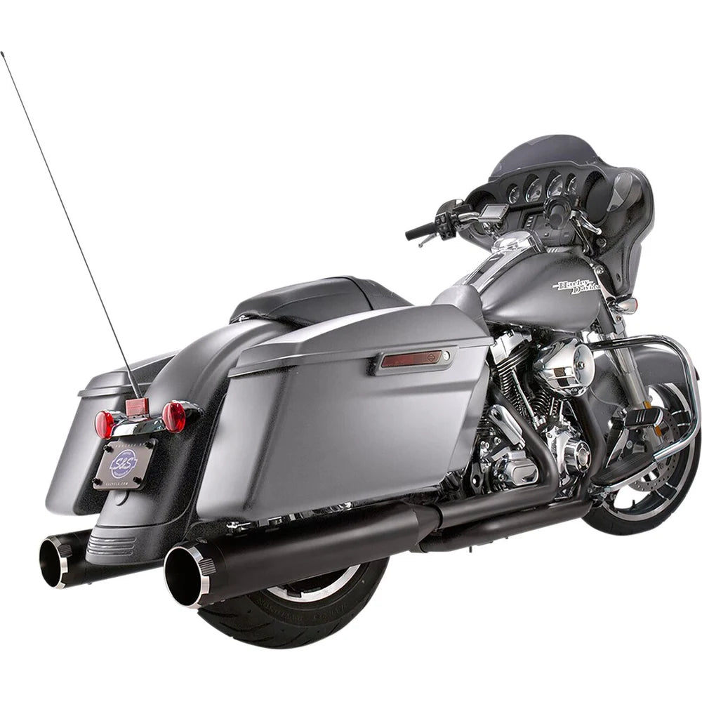 Harley-Davidson Touring (17-20) Mk45 EC Slip-On Mufflers, sort, Thruster end cap – S&S Cycle