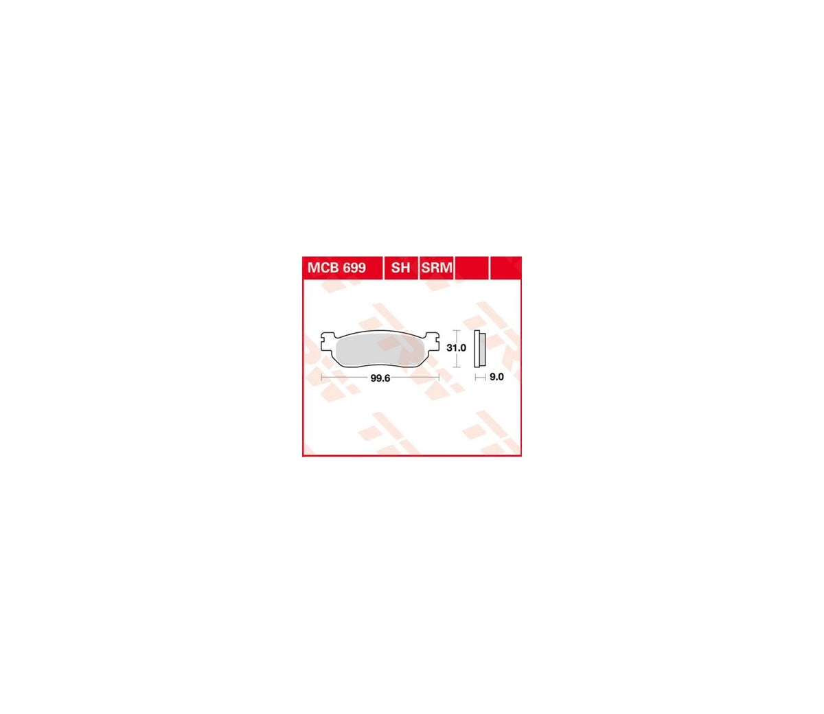 Yamaha VP 250 07-16 m.fl. – SRM sinterbremseklodser til scooter bag – TRW MCB699SRM – produktillustration