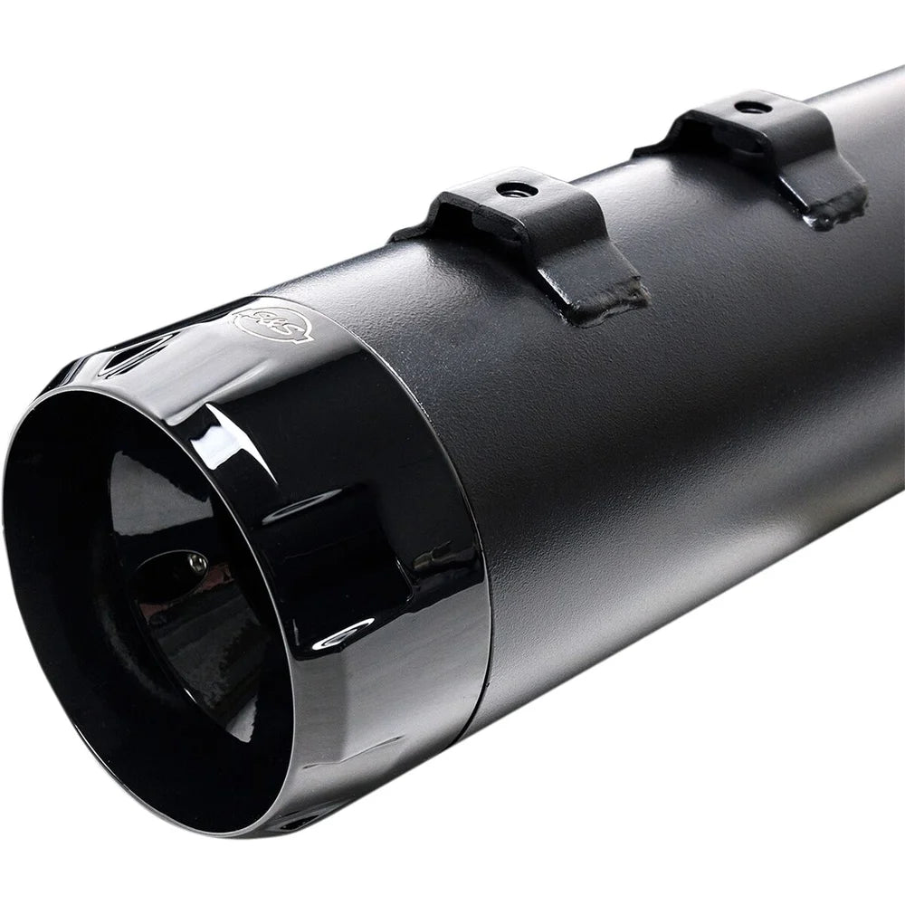Harley-Davidson Touring (84-16) 4-1/2" MK45 Performance Mufflers, sort / Ceramic, Thruster end cap, sort end cap – S&S Cycle – produktdetalje 4