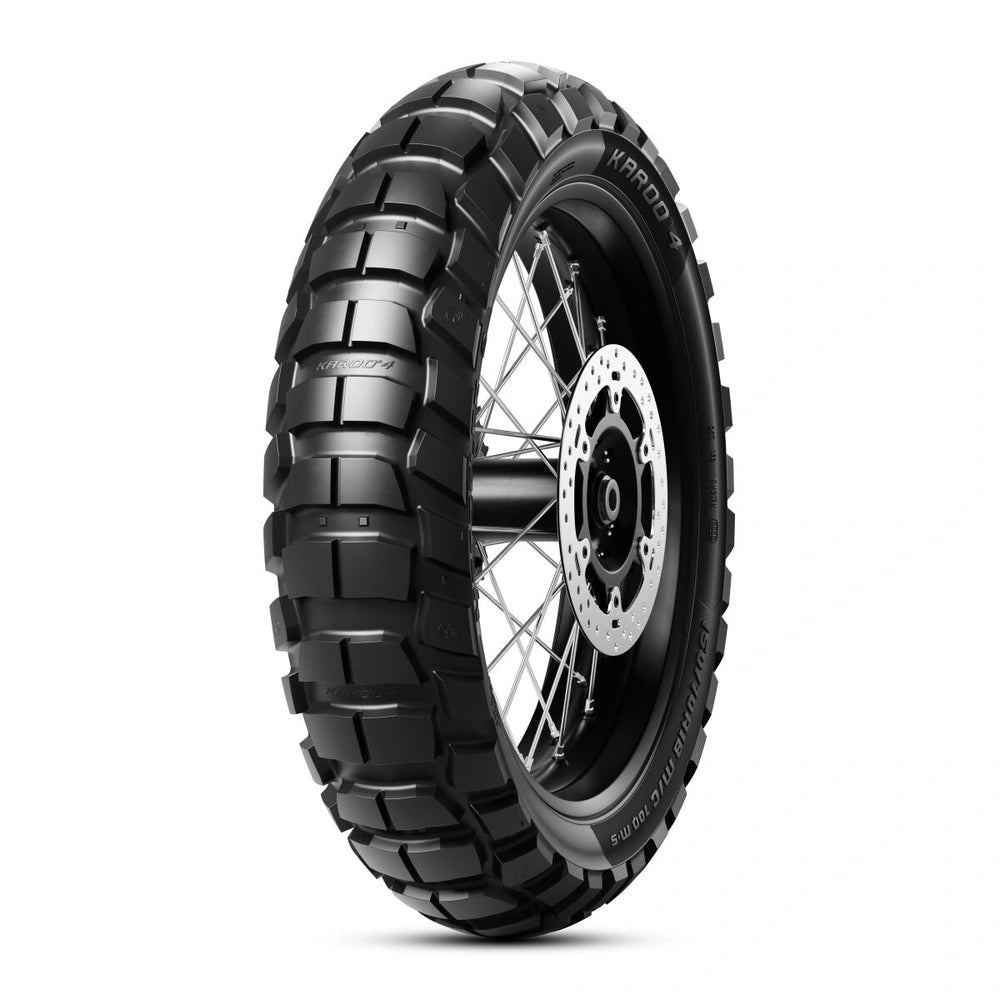 Metzeler Karoo 4 140/80-18 70R TL Rally – bagdæk – originalt Metzeler MC-dæk med kontrol på asfalt og løst underlag.