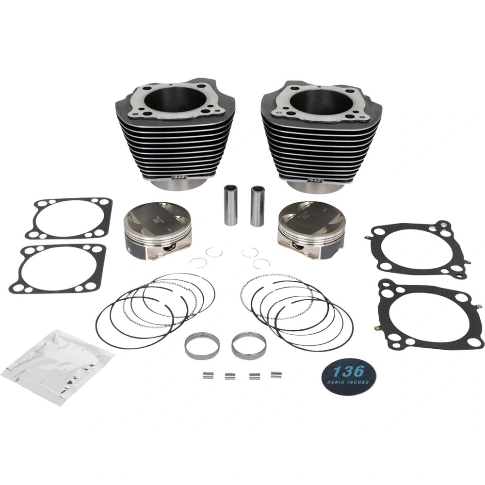 Harley-Davidson modeller (17-23) 136" Big Bore Kit, Black Granite / highlighted fins / Powder-Coated – S&S Cycle