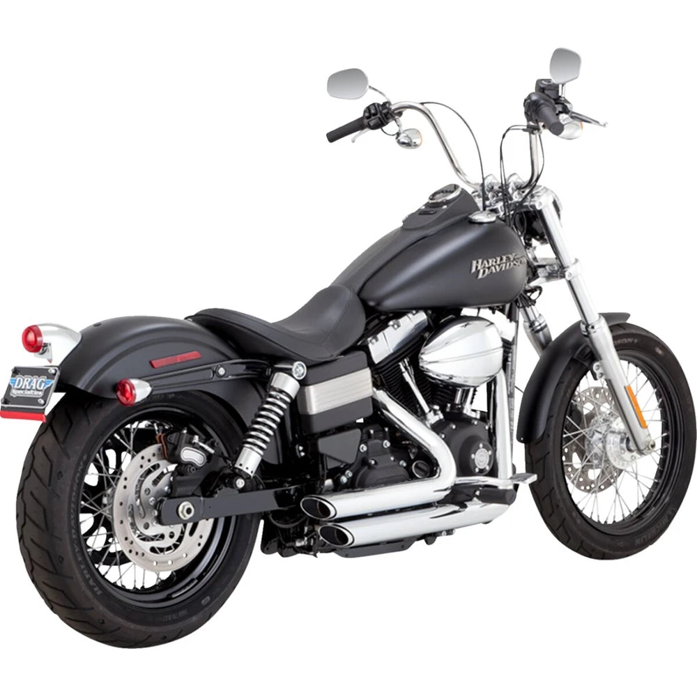 Harley-Davidson Dyna (12-17) Shortshots Staggered komplet udstødning, krom – Vance & Hines – detaljebillede af udstødning og finish 2