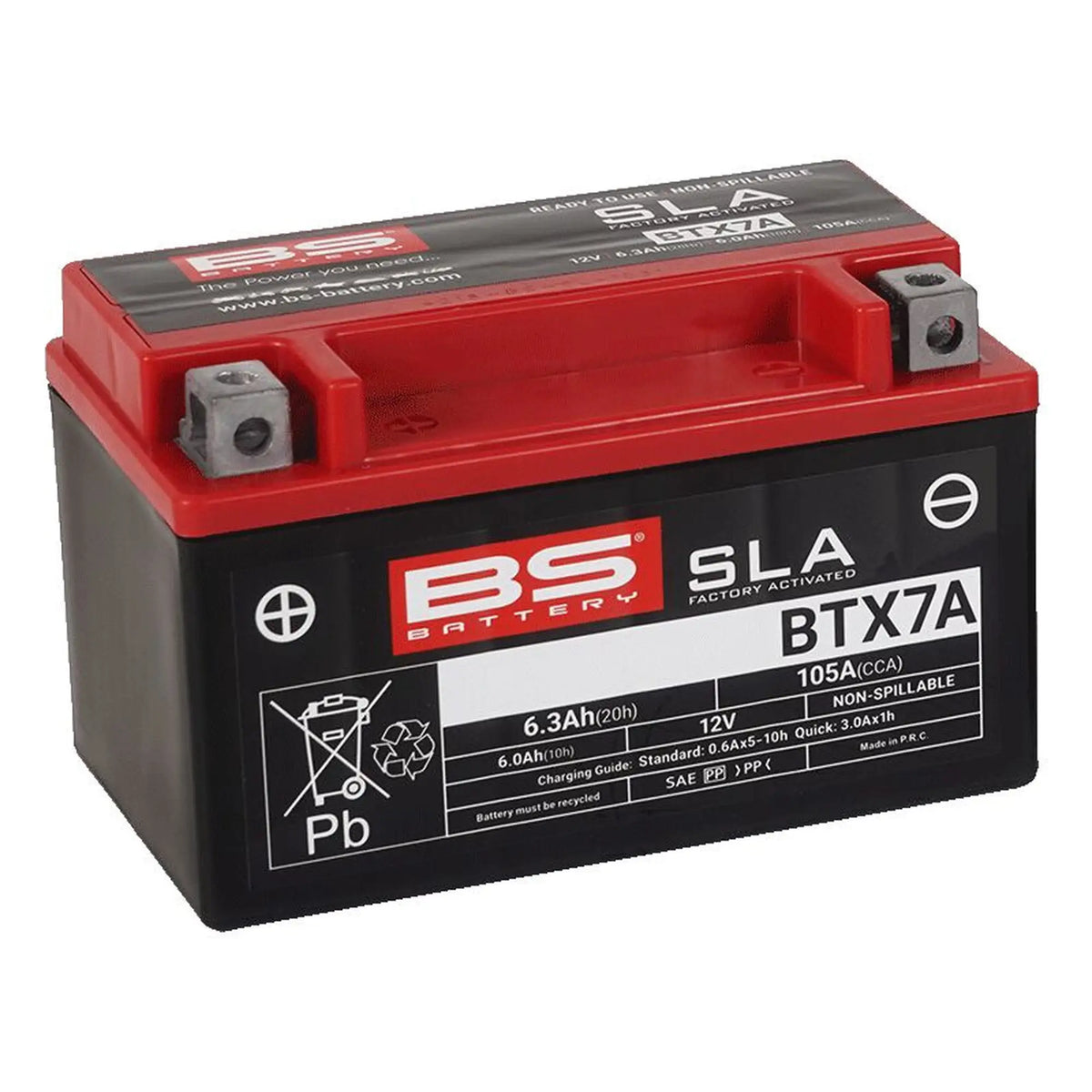 BS Battery BTX7A 12V 6Ah 105A AGM MC batteri
