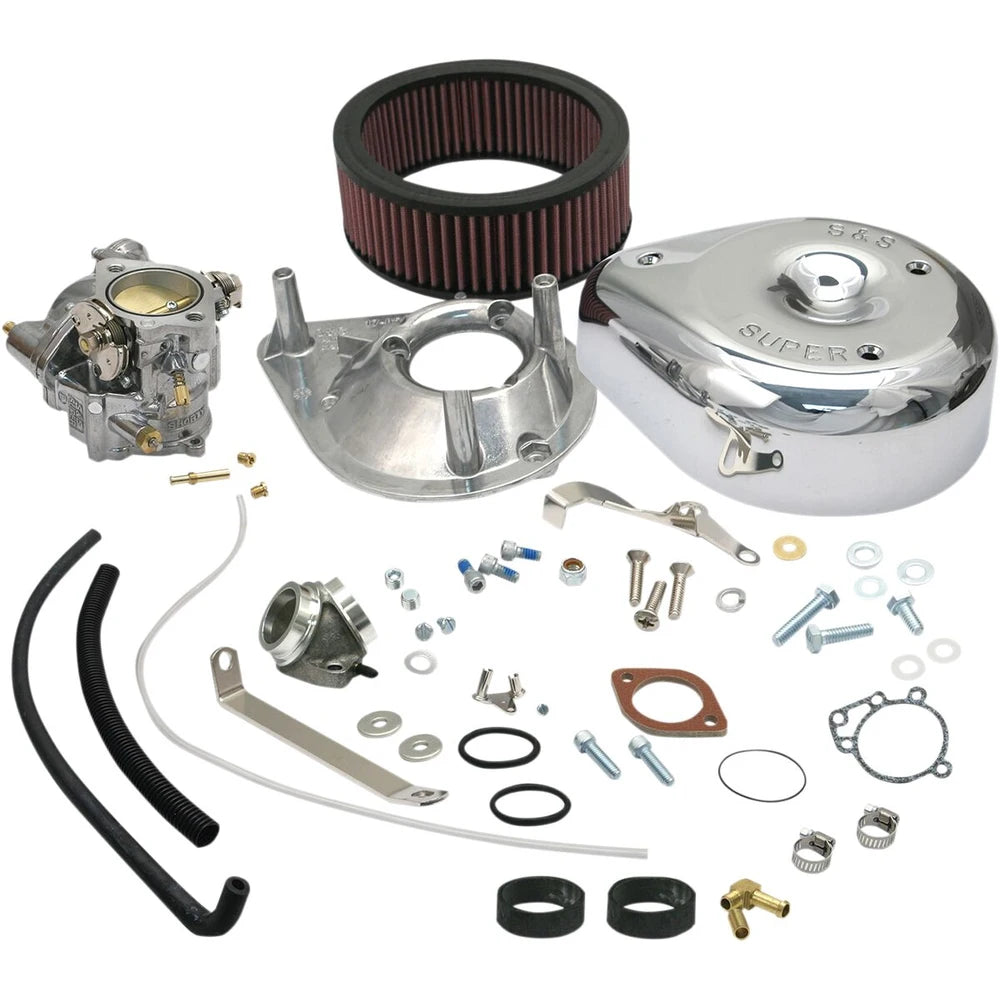 Harley-Davidson Sportster (80-85) Super E Carburetor Kit with Manifold, Band-Style Intake / Super E, krom / natural – S&S Cycle
