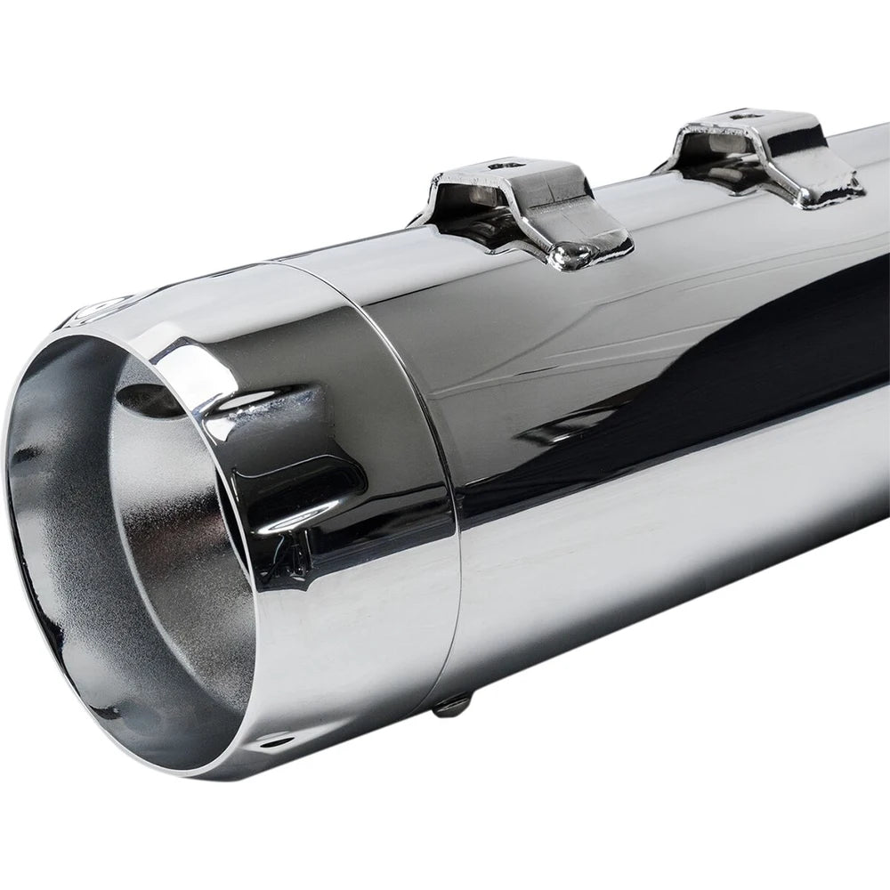 Harley-Davidson Touring / Trike (17-25) 4-1/2" MK45 Performance Mufflers, krom, Thruster end cap, krom / poleret end cap – S&S Cycle – alternativ vinkel 3