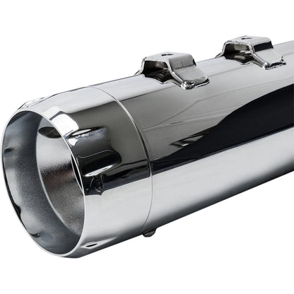 Harley-Davidson Touring / Trike (17-25) 4-1/2" MK45 Performance Mufflers, krom, Thruster end cap, krom / poleret end cap – S&S Cycle – alternativ vinkel 3