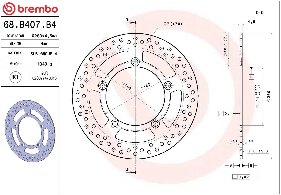 Ekstra produktbillede af Suzuki AN 400 Burgman 03-22 bremseskive – Brembo Oro fast