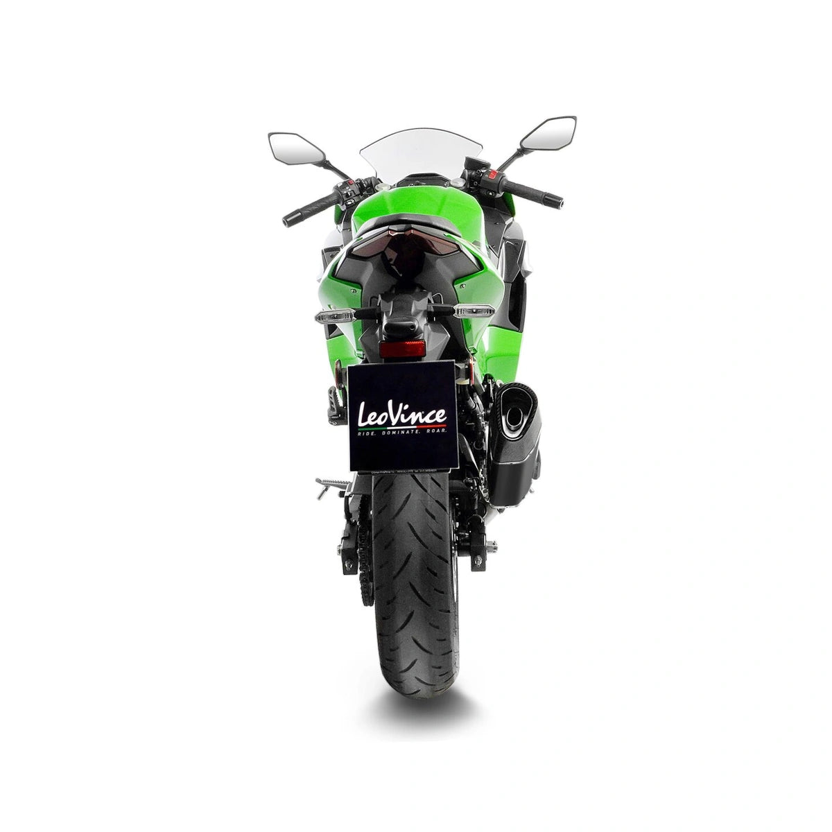 Kawasaki Ninja 400 (24-25) m.fl. LeoVince LV-14 R slip-on – rustfri – godkendt – mat sort – ekstra produktvisning af lyddæmper, finish og detaljer 3