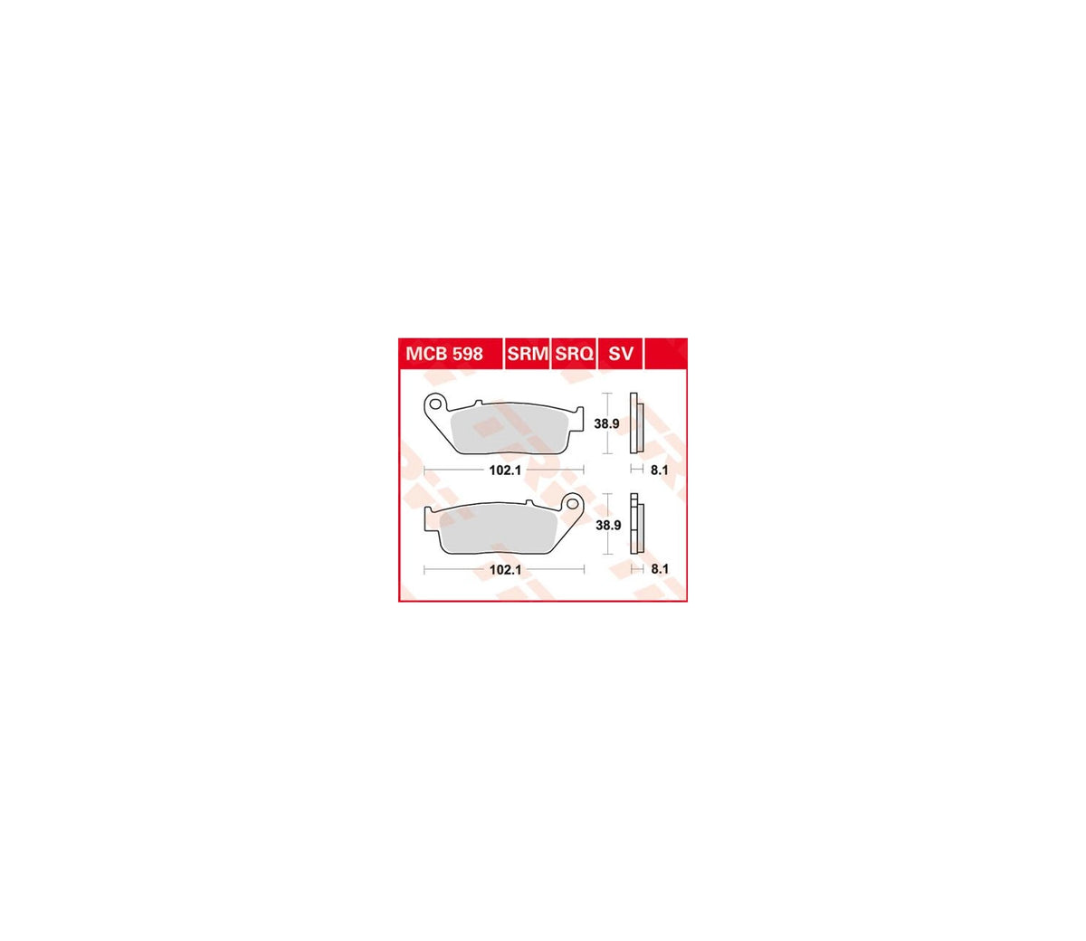 Honda CB 250 92-03 m.fl. – organiske bremseklodser foran/bag – TRW MCB598 – produktillustration