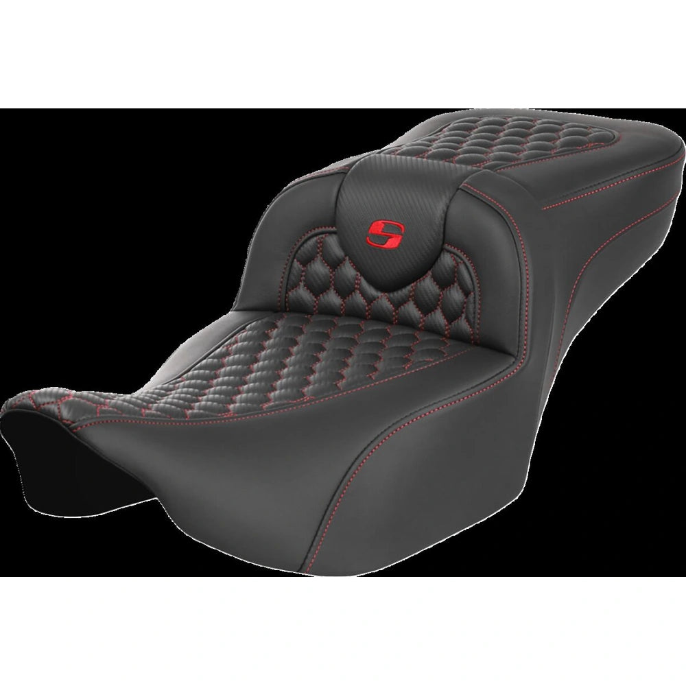 Harley-Davidson Touring (23-26) Roadsofa 2-up sæde Honeycomb rød syning Extended Reach (823-07-19004) – Saddlemen