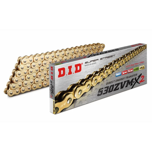 DID 530 ZVM-X2 X-Ring MC-kæde, 128 led i guld – til sport, sport-touring og touring