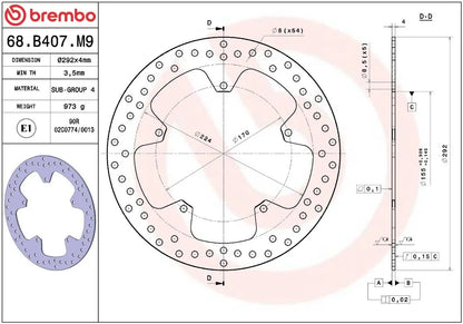 Ekstra produktbillede af Yamaha YZF-R125 08-13 bremseskive – Brembo Oro fast