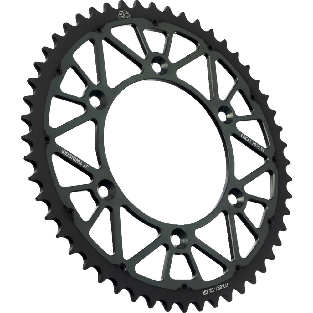 Bagtandhjul 52T, 520 – aluminium/stål, TwinStar, JTX897.52GR – JT Sprockets