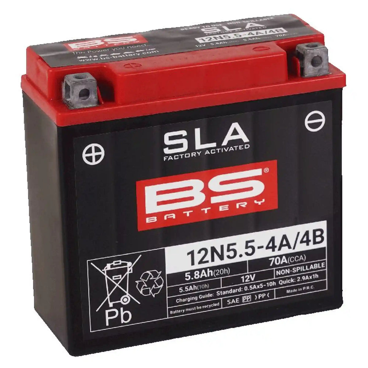 BS Battery 12N5.5-4A/4B 12V 5,5Ah 70A AGM MC batteri