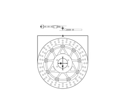Yamaha YZ85LW 02-26 m.fl. – bremseskive bag 190 mm x 3,0 mm – TRW MST348EC – målskitse og teknisk illustration