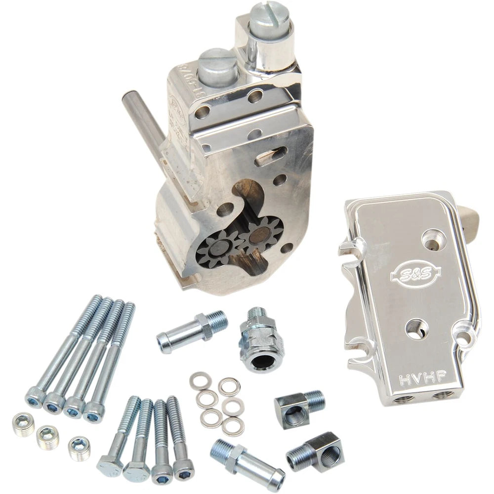 Harley-Davidson modeller (92-99) High Volume/High Pressure (HVHP) Polished Billet Oil Pump, Aluminum / poleret, '92 - '99 Style Cover – S&S Cycle