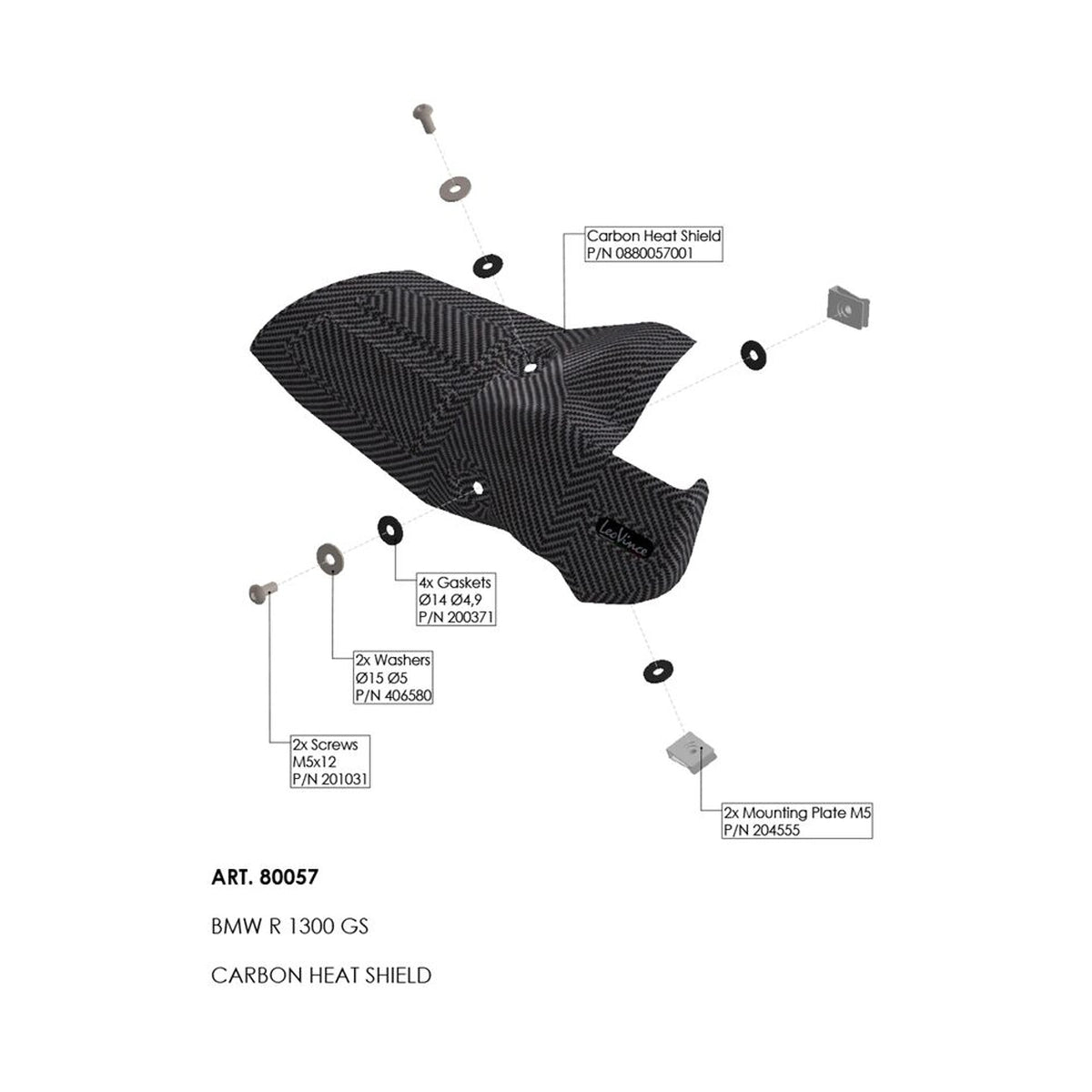 BMW R1300GS (23-26) LeoVince varmeskjold – carbon