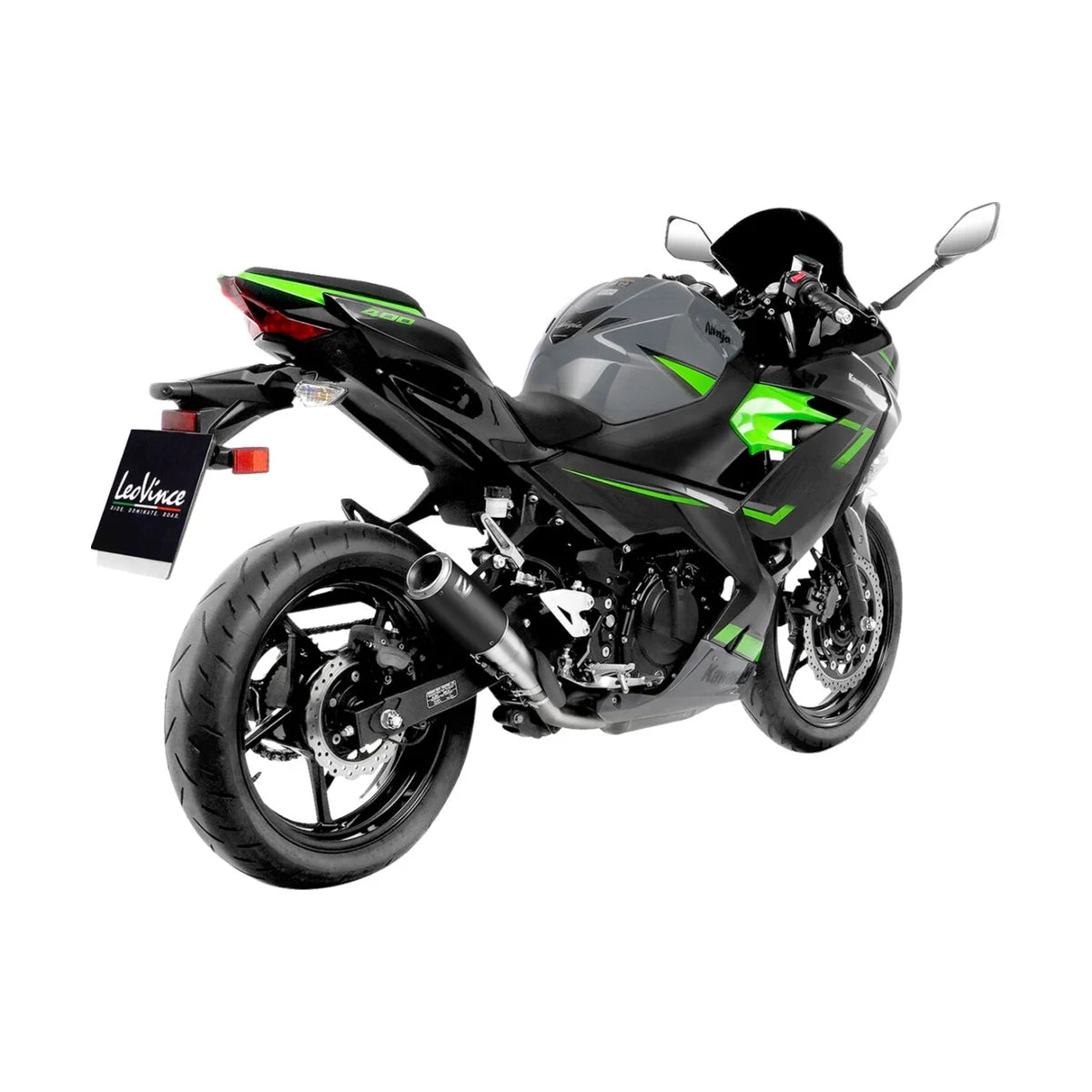 Kawasaki Ninja 400 (18-23) m.fl. LeoVince LV Corsa slip-on – rustfri – mat sort – 15400BU – ekstra produktvisning af lyddæmper, finish og detaljer 2