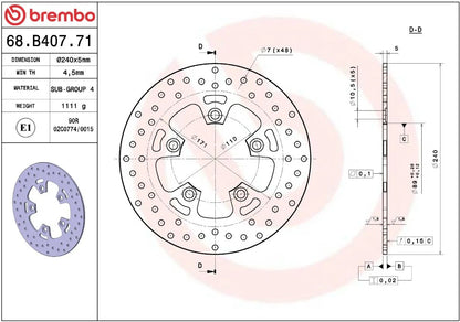 Ekstra produktbillede af Kymco GRAND DINK 125 I 12-15 bremseskive – Brembo Oro fast
