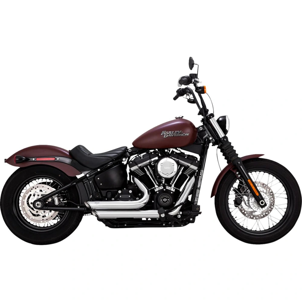 Harley-Davidson Touring / Softail (18-24) Shortshots Staggered komplet udstødning, krom – Vance & Hines – detaljebillede af udstødning og finish 2