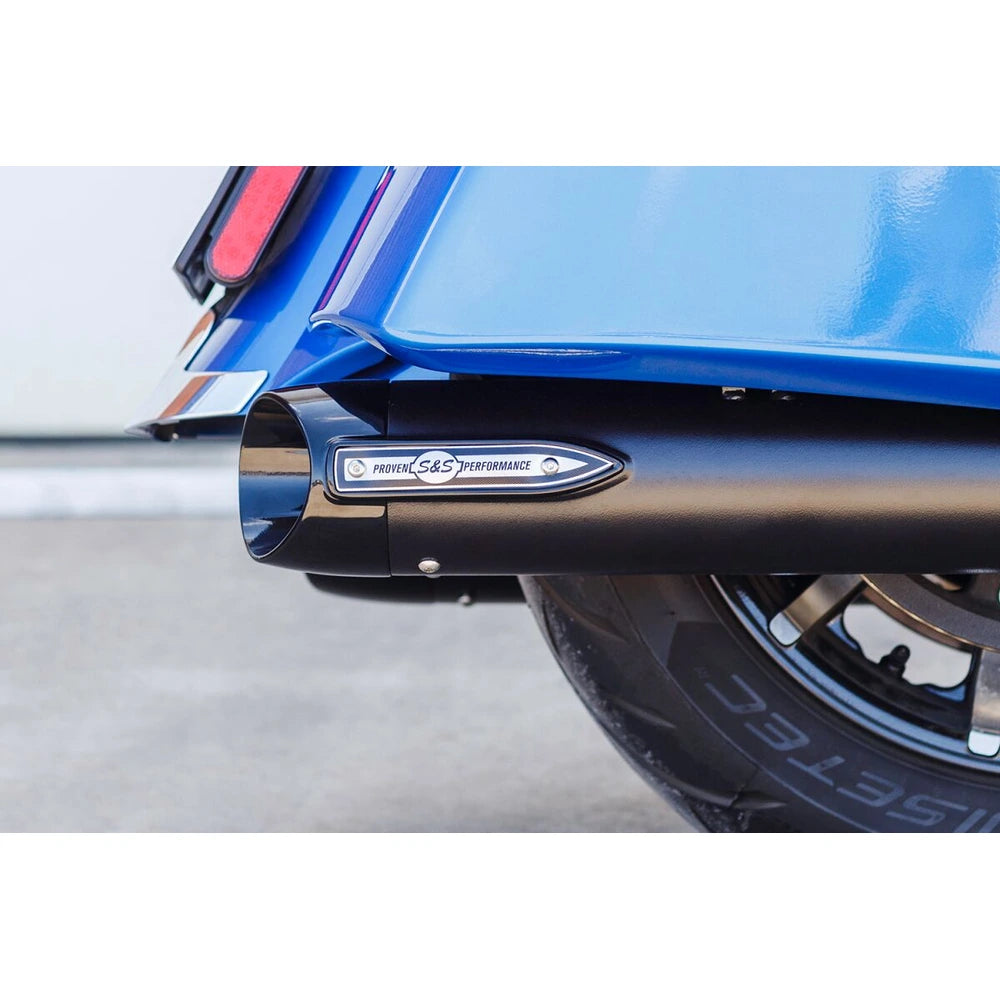 Indian Elite (14-26) 4" Broadhead Slip-On Mufflers, sort, Slash-Cut end cap – S&S Cycle – detaljevisning 15