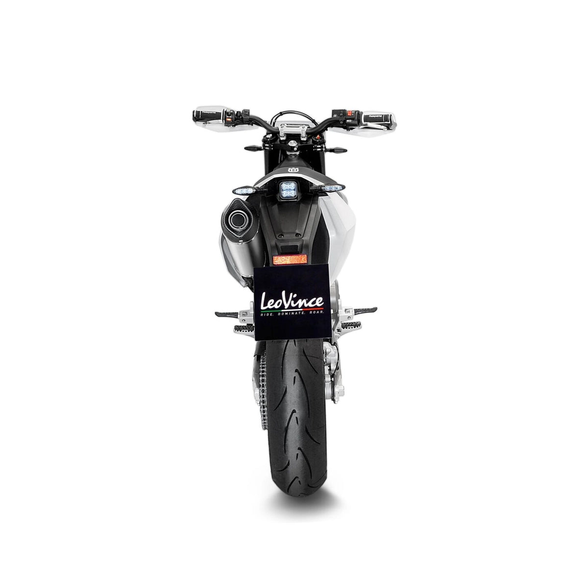 Husqvarna 701 Supermoto (21-24) m.fl. LeoVince LV One EVO slip-on – rustfri – godkendt – titanium-look – ekstra produktvisning af lyddæmper, finish og detaljer 2